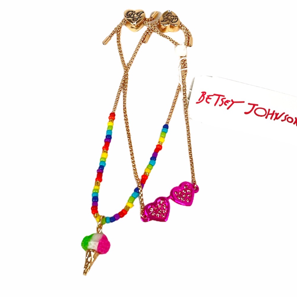 Betsey Johnson Rainbow Heart Sunglasses Bracelet